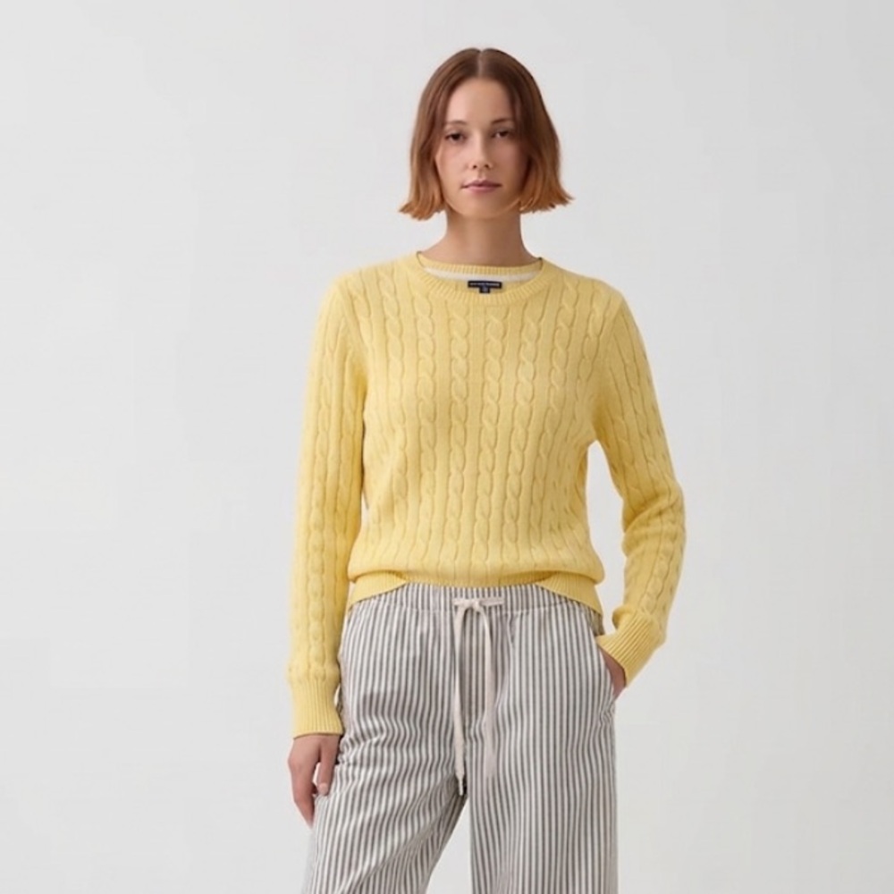 GAP YELLOW CABLE KNIT SWEATER CANARY BUTTER RIBBED